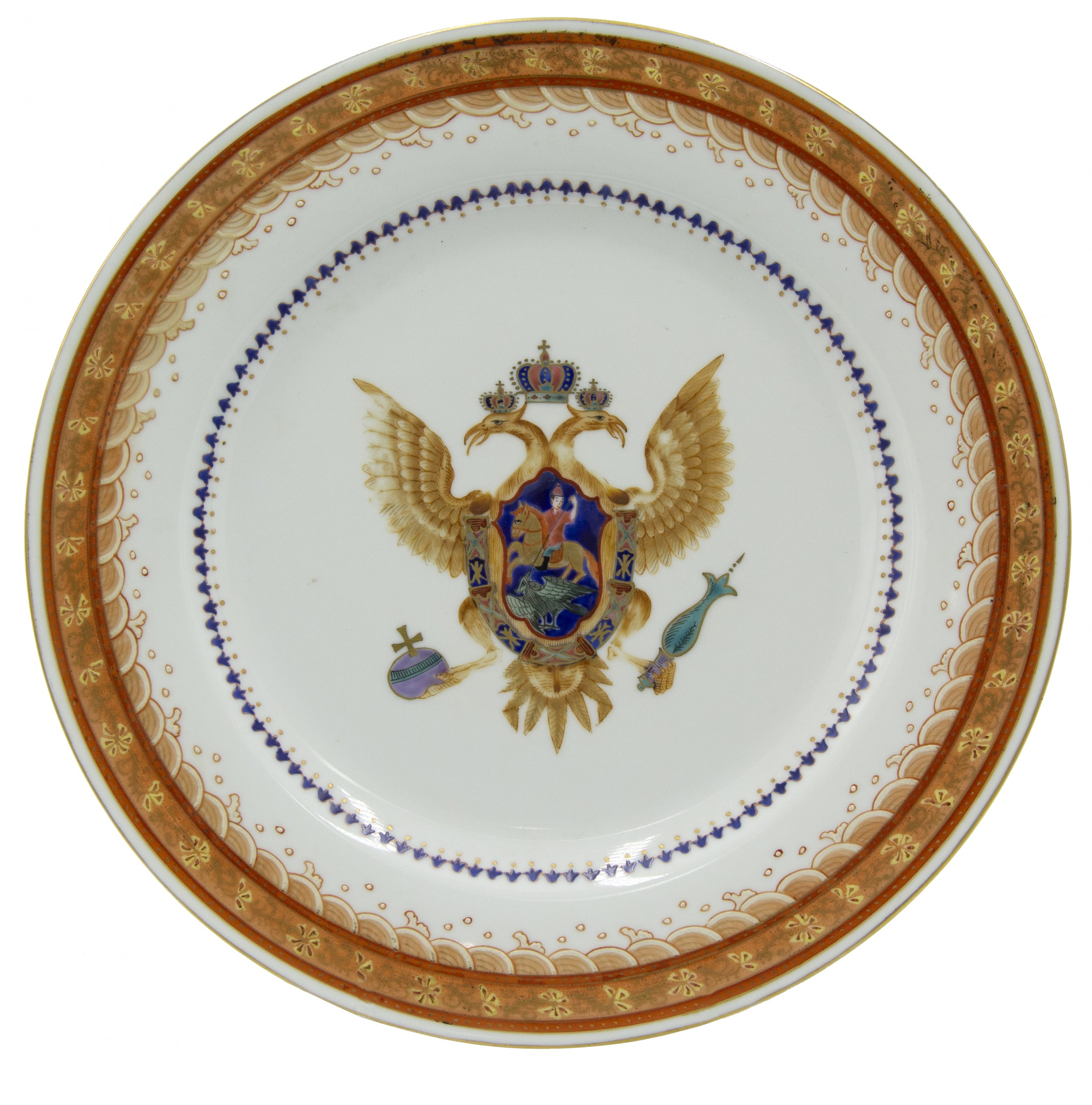 Pair of continental porcelain dinner plates