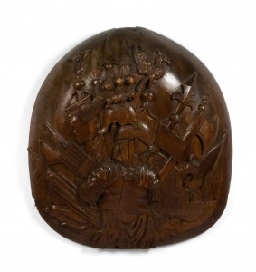 English renaissance walnut military wall plaque