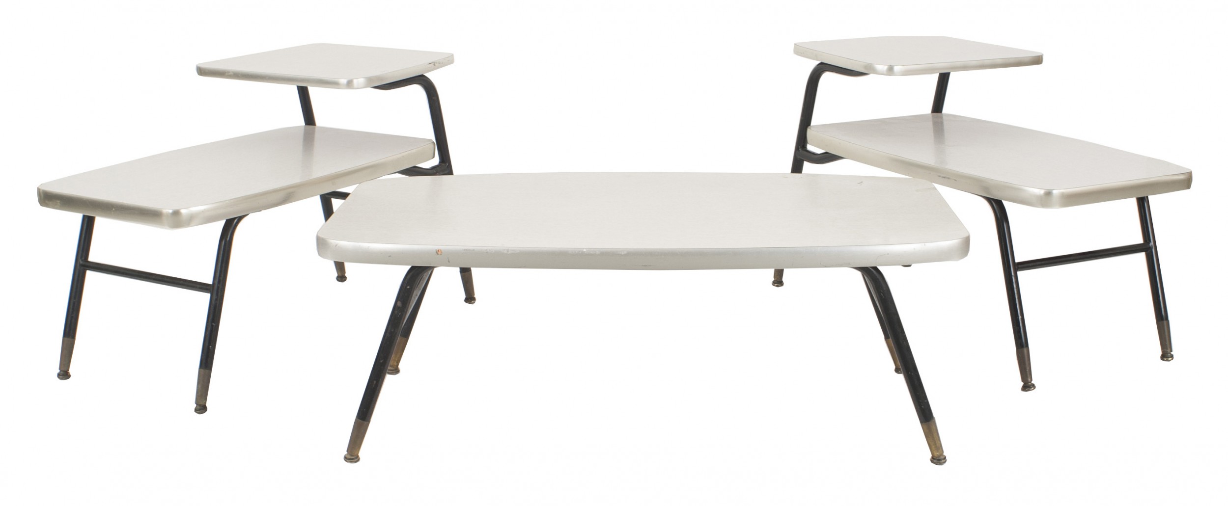 American mid century faux wood side tables