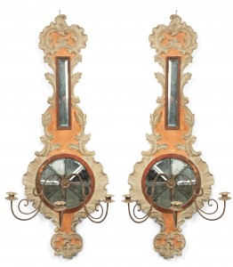 Italian neoclassic barometer shaped wall sconces