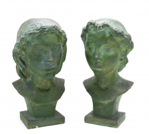 French art deco patina lady busts 1