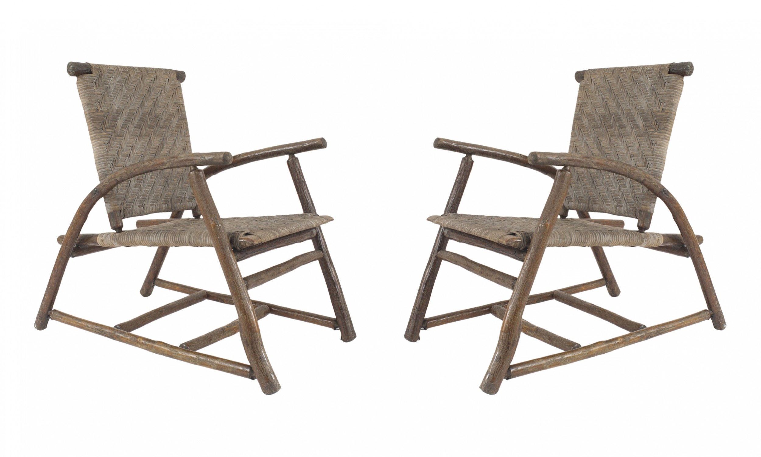 Old hickory woven arm chairs