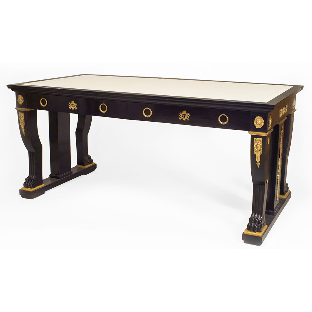 French empire ebonized mahogany writing table