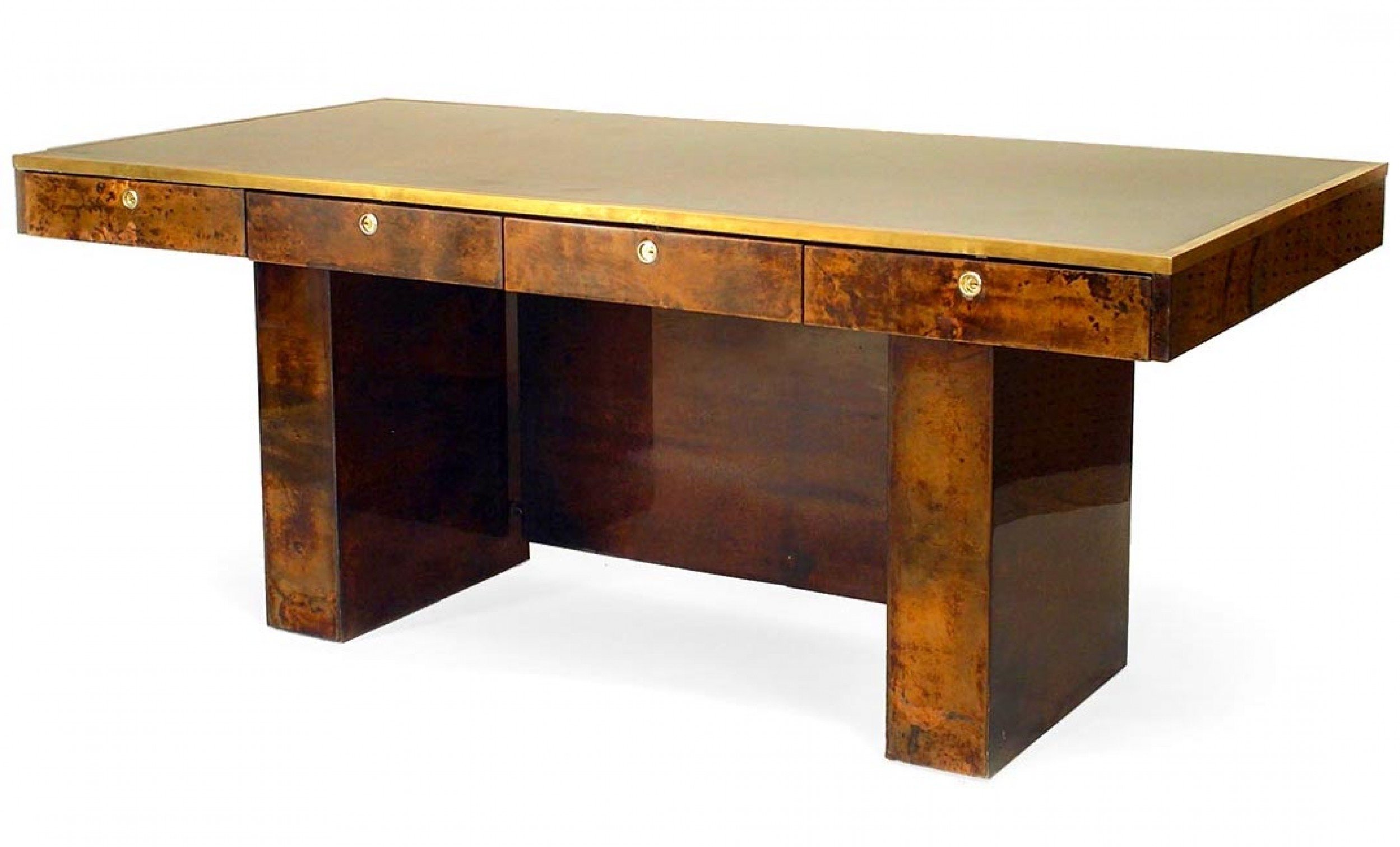 Aldo tura italian brown parchment veneer desk