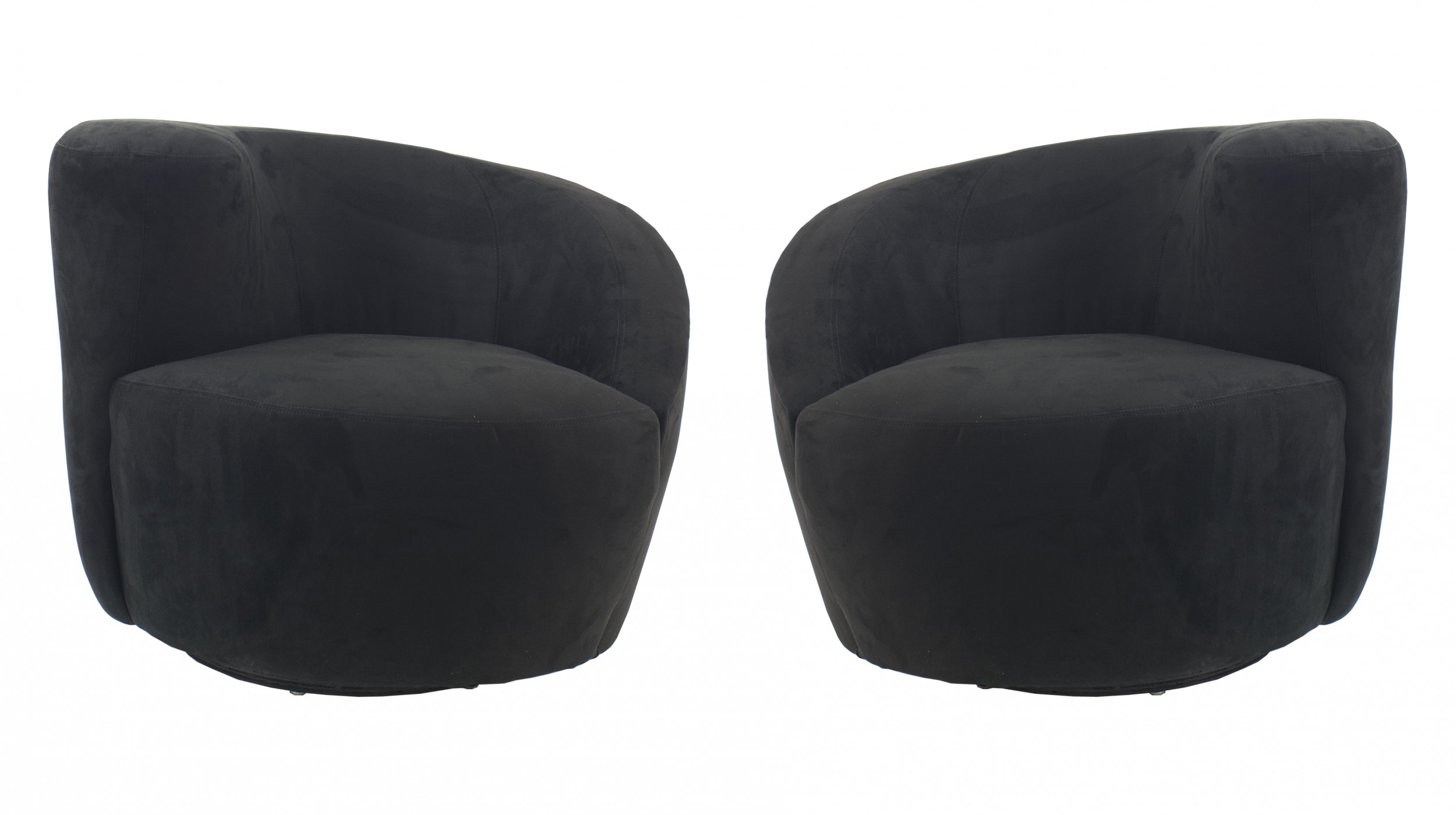Contemporary black black suede swivel chair