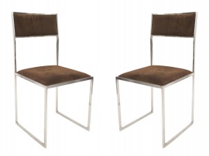 Contemporary italian post war suede chairs 1