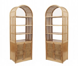 Mid century rattan etagere cupboard