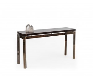 French post war brass and quartz console table 1