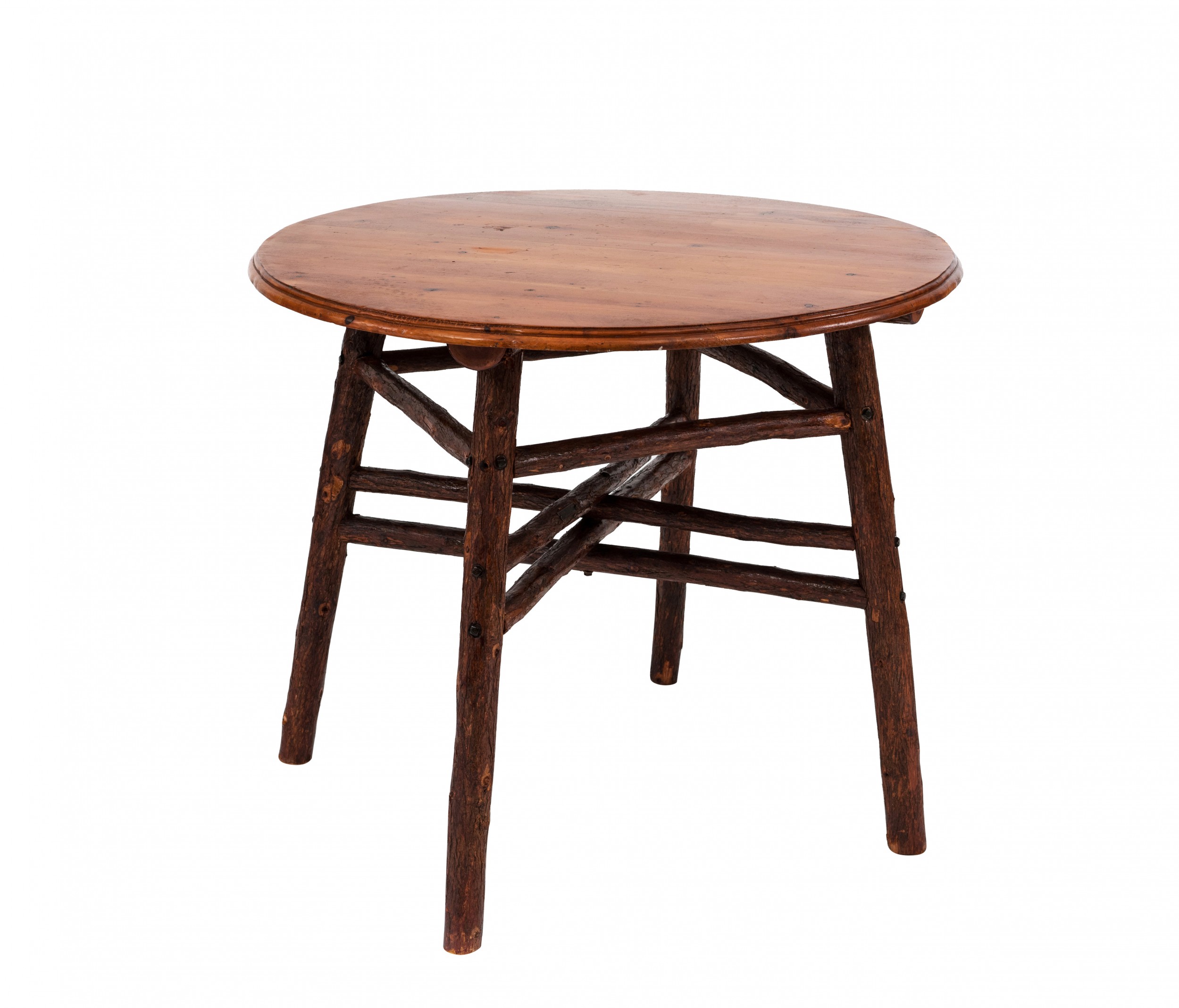 Rustic american old hickory pine end table