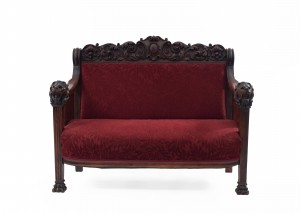 American victorian red velvet living room set