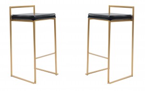 Contemporary black leather bar stools