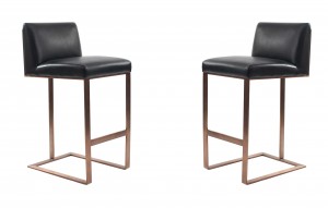 Contemporary upholstered black leather barstools