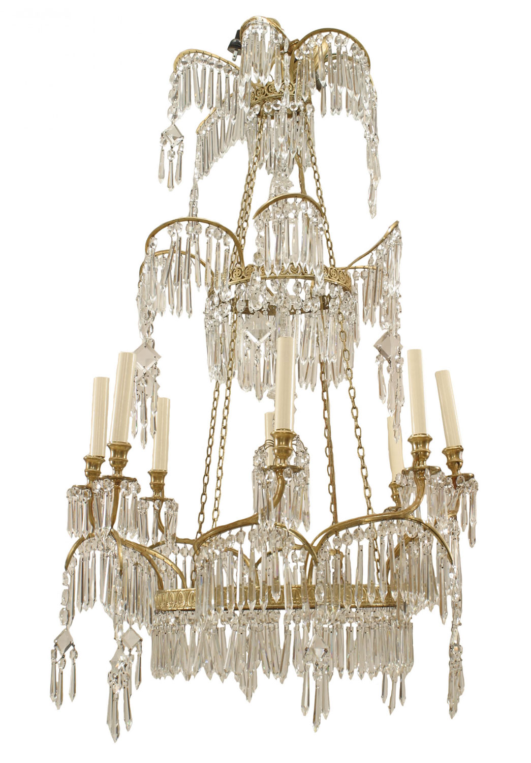 Russian gilt bronze and crystal chandelier 1