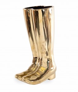 Brass rainboot shaped umbrella stand