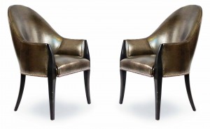 High back faux alligator armchairs 1