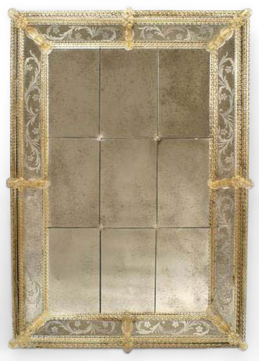 Italian venetian murano etched paneled wall mirror 7