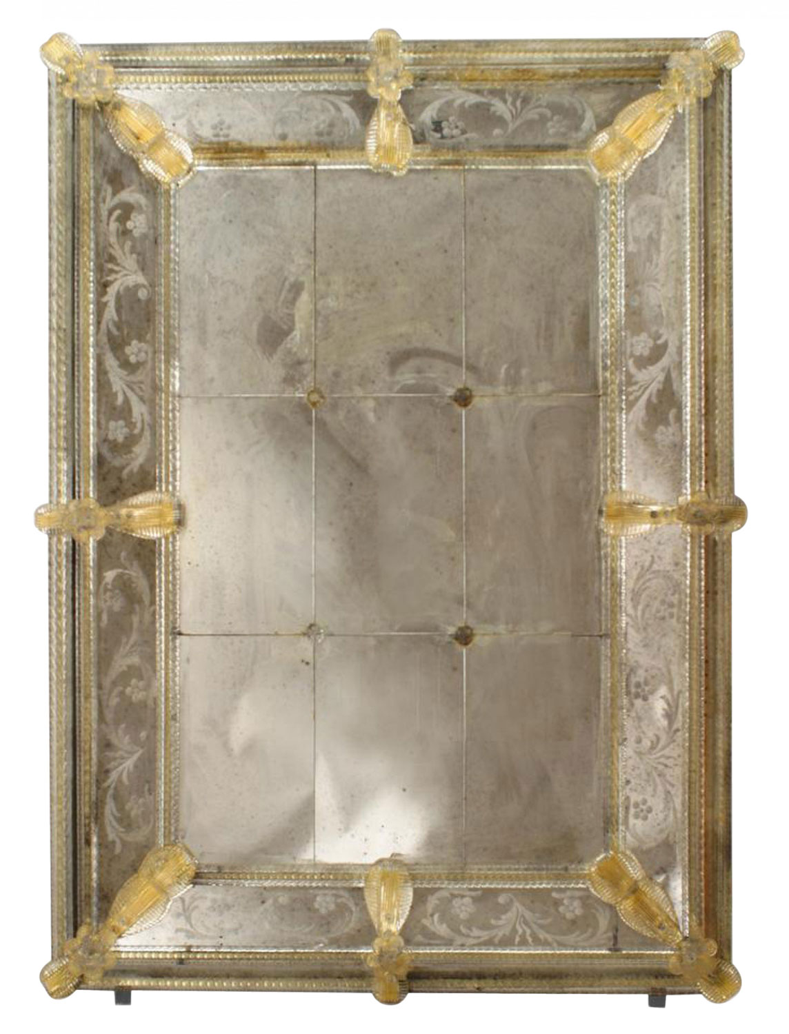 Italian murano etched wall mirrors