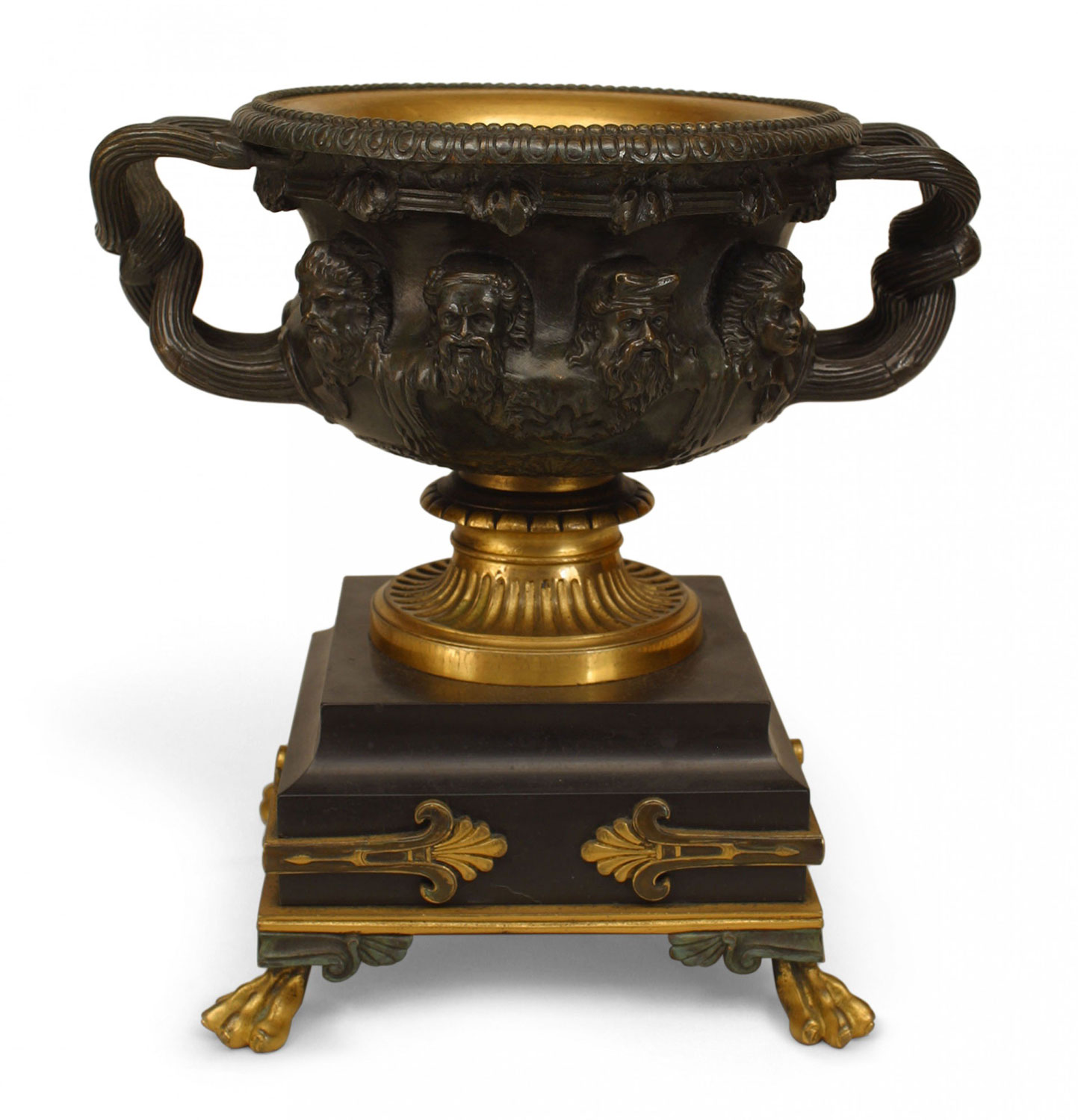 Pair of italian neoclassic bronze and gilt urns