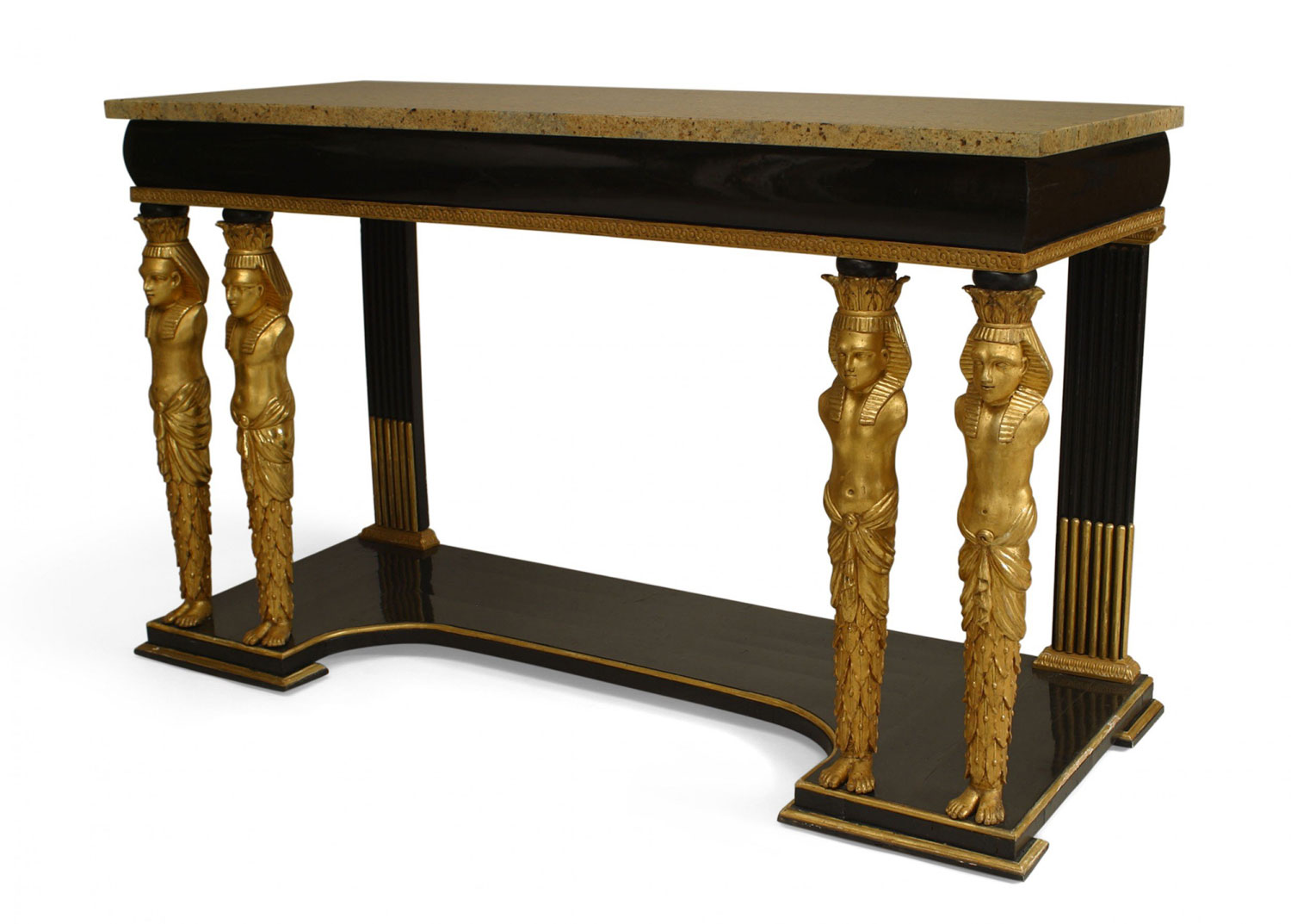 Continental austrian ebonized egyptian figural console table 9