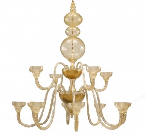 Italian murano gold dusted glass ballotton chandelier 1