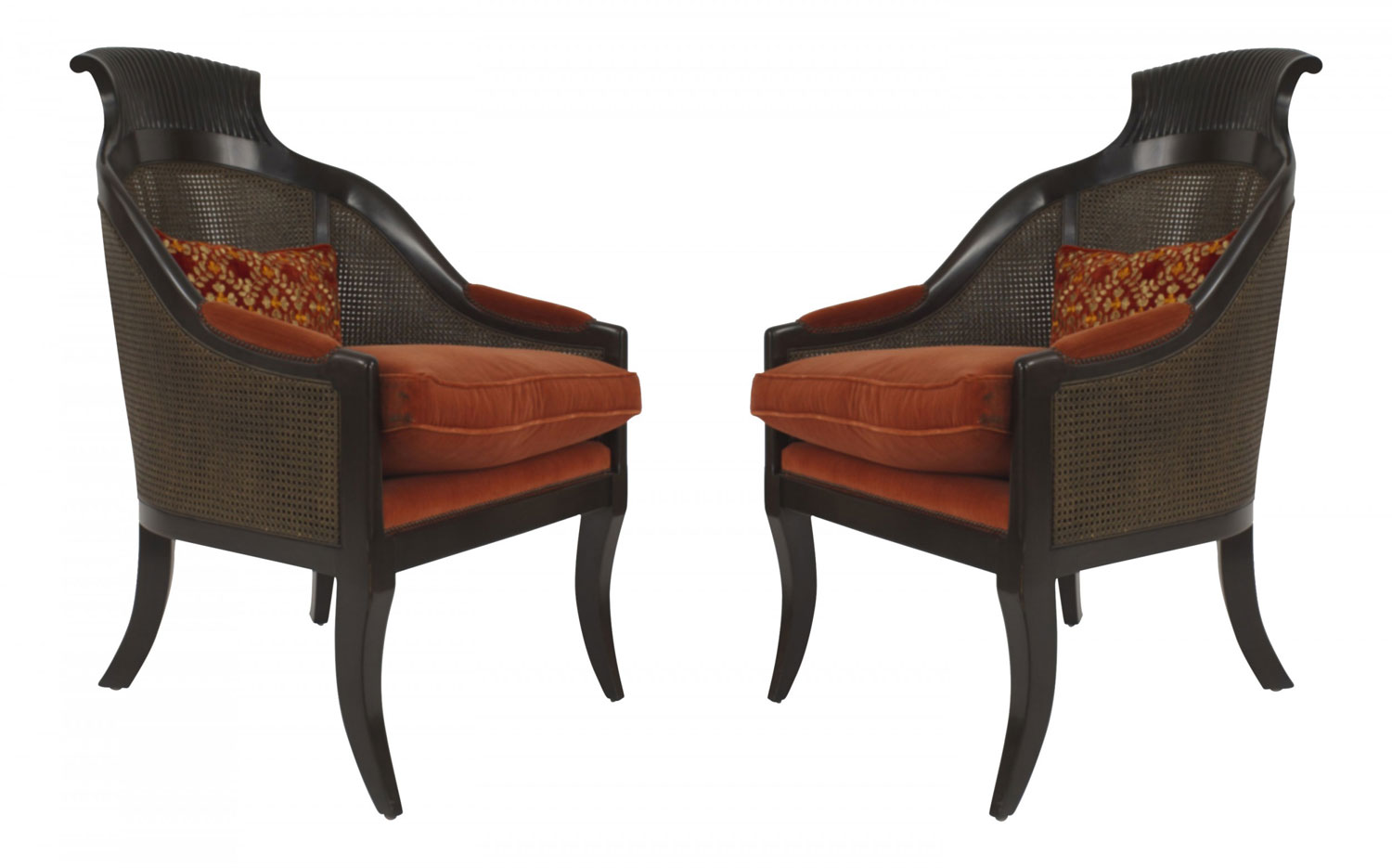 English regency rust velvet arm chairs 7