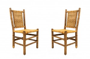 Rustic Hickory Side Chairs with Cane Seats