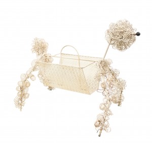 White wire poodle magazine rack