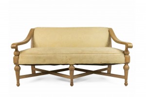 Yellow floral maple settee