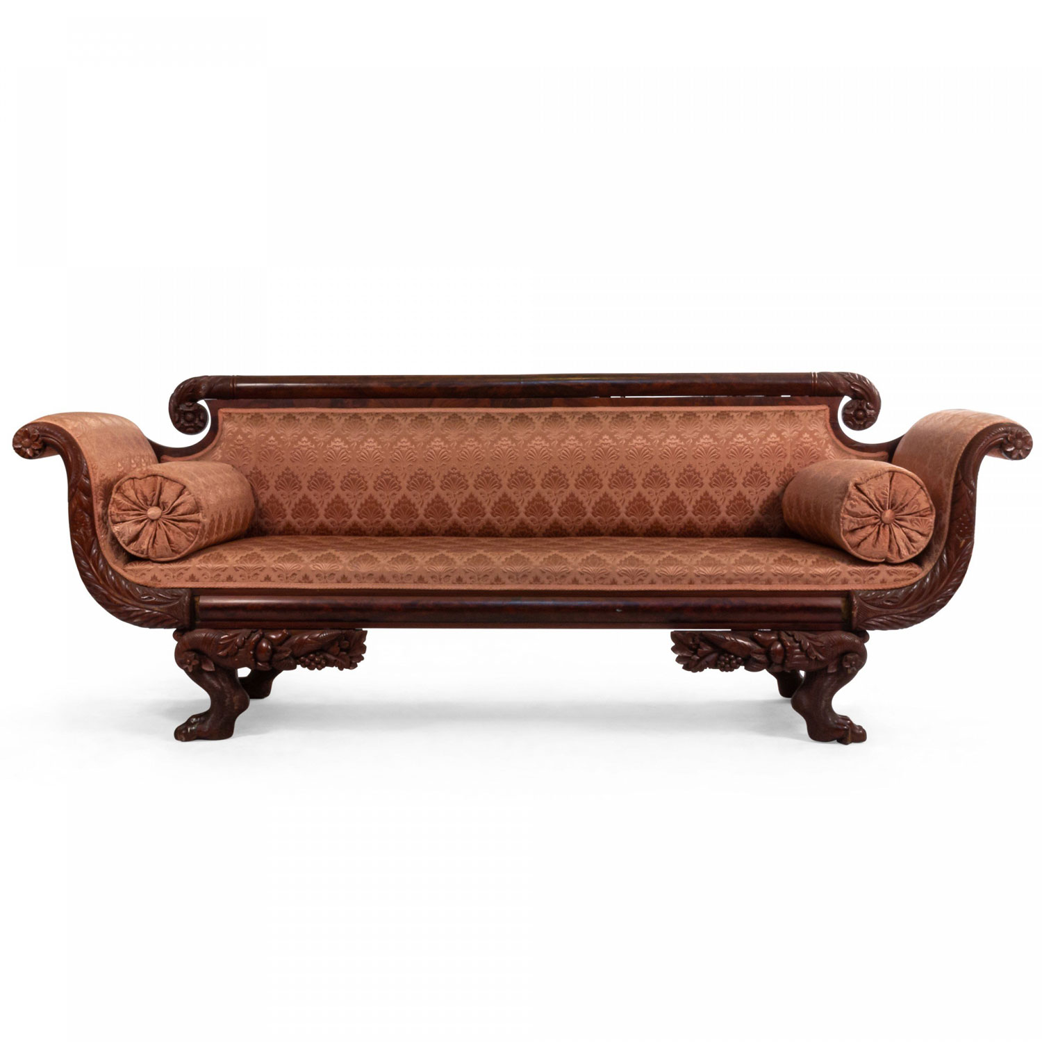 American empire style peach upholstered sofa