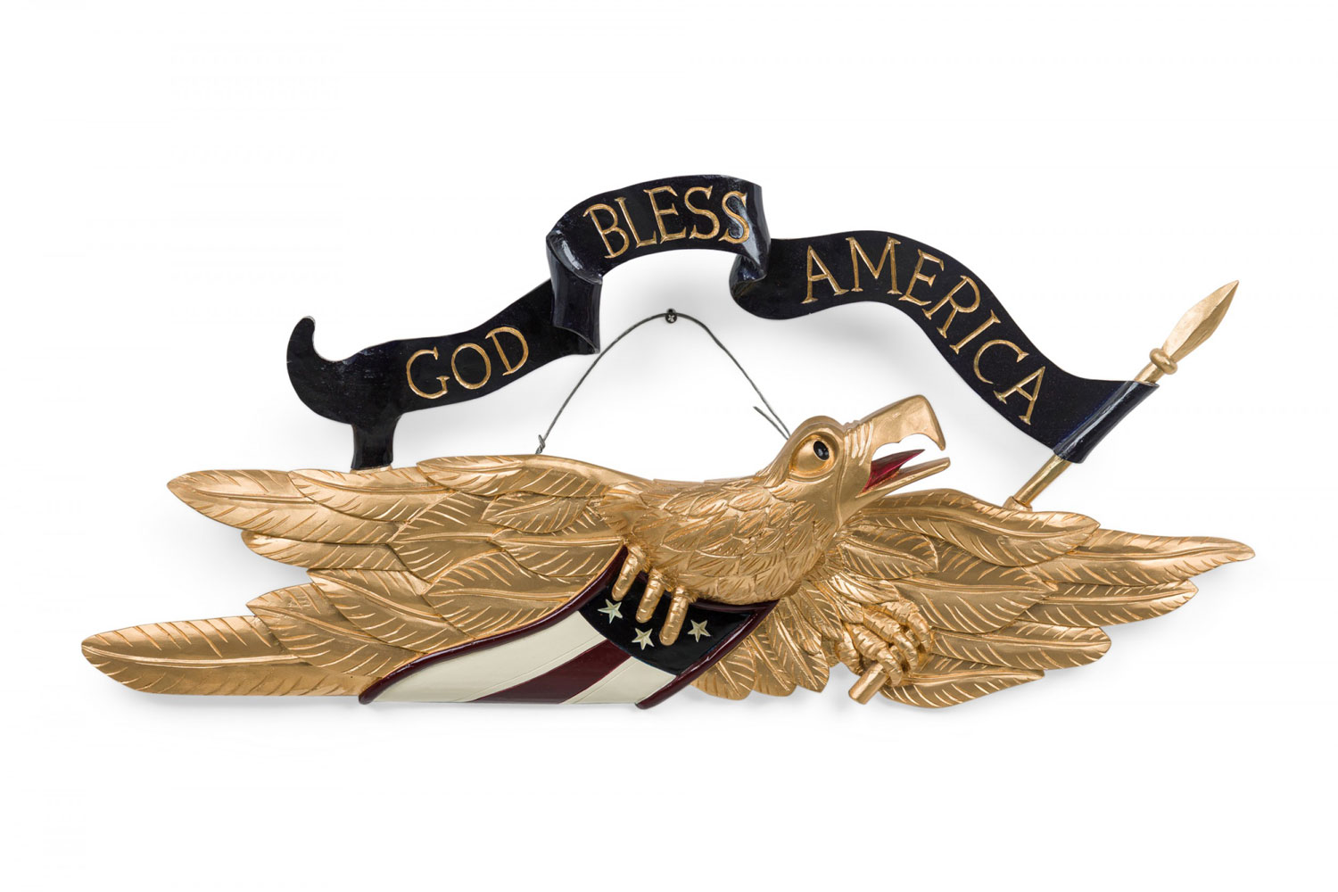 Carved gilt wooden eagle wall hanging