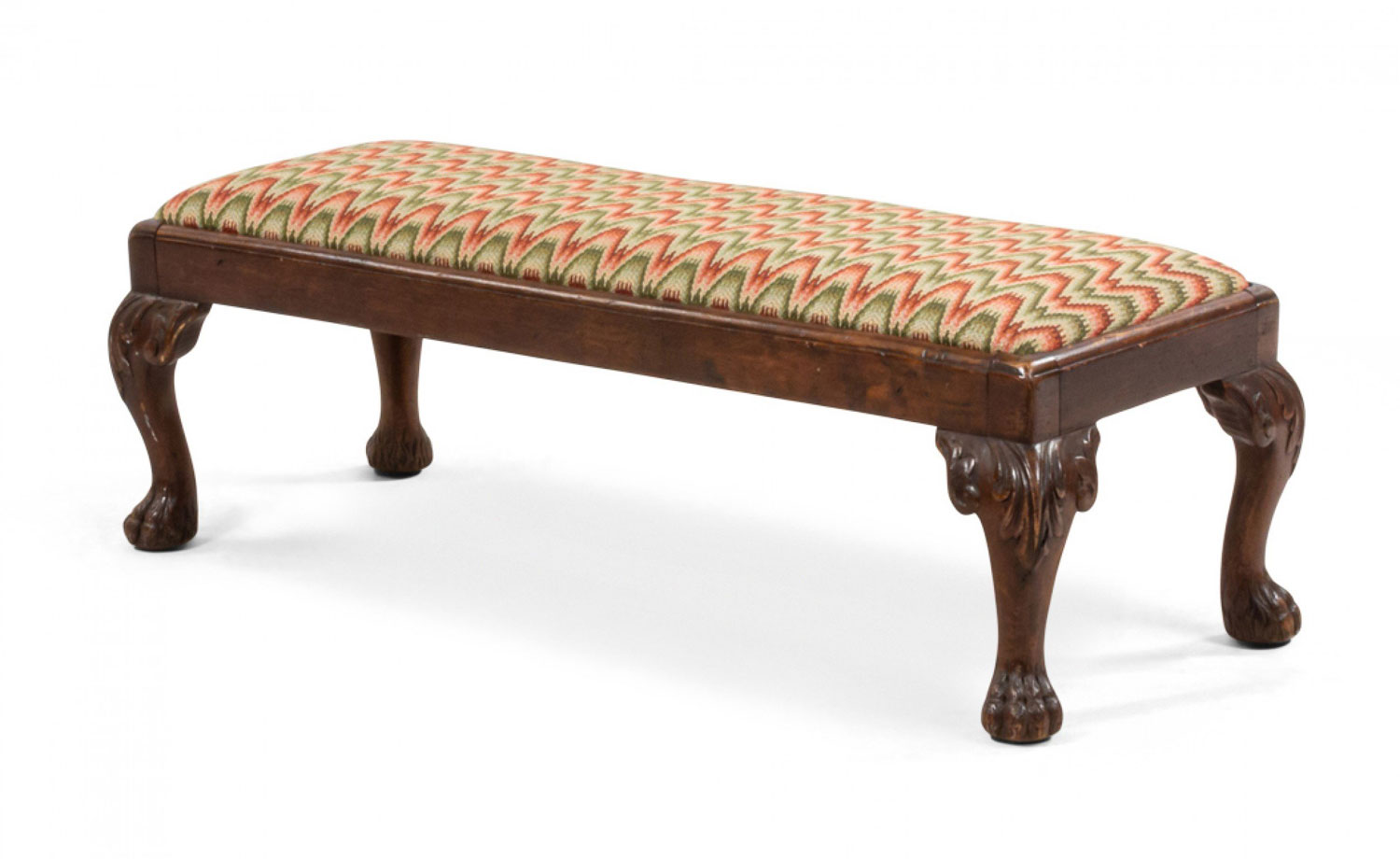 English queen anne low upholstered bench