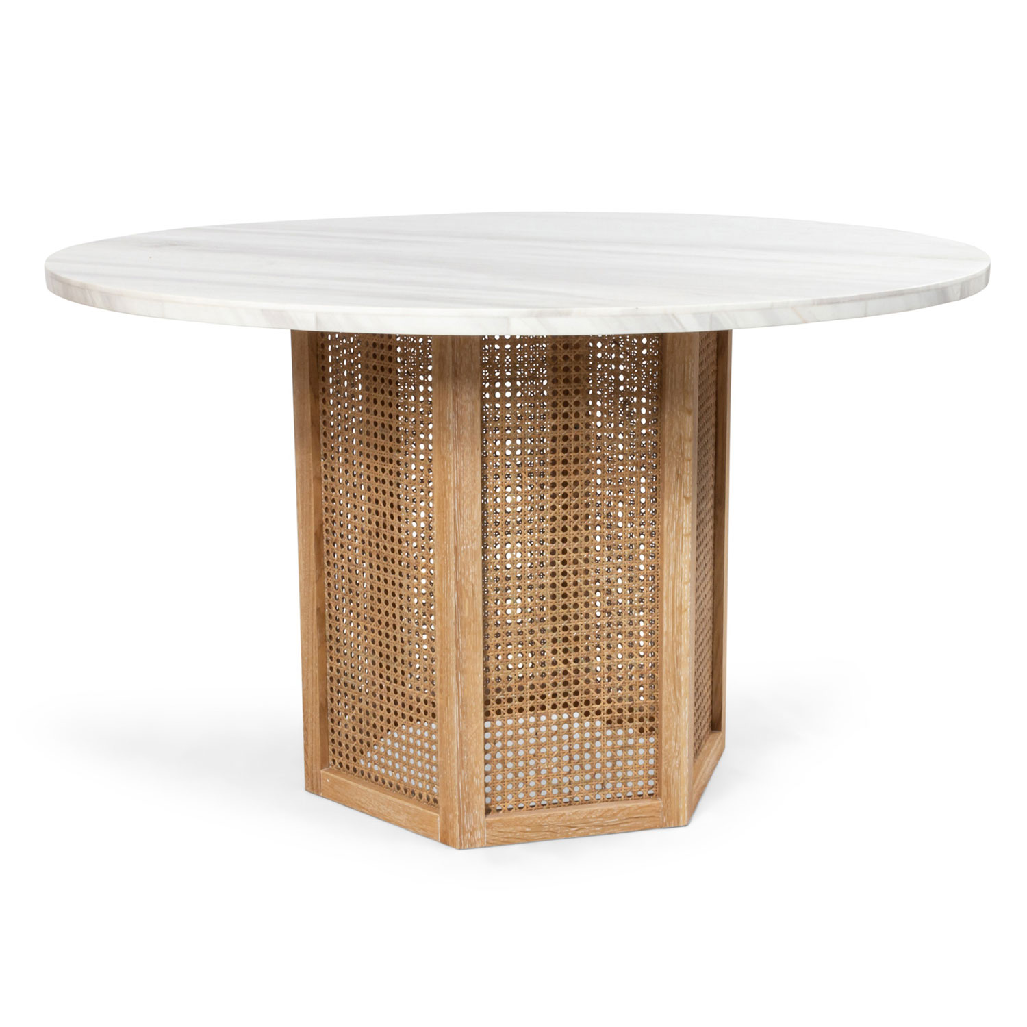 Cane and white marble round center table 2
