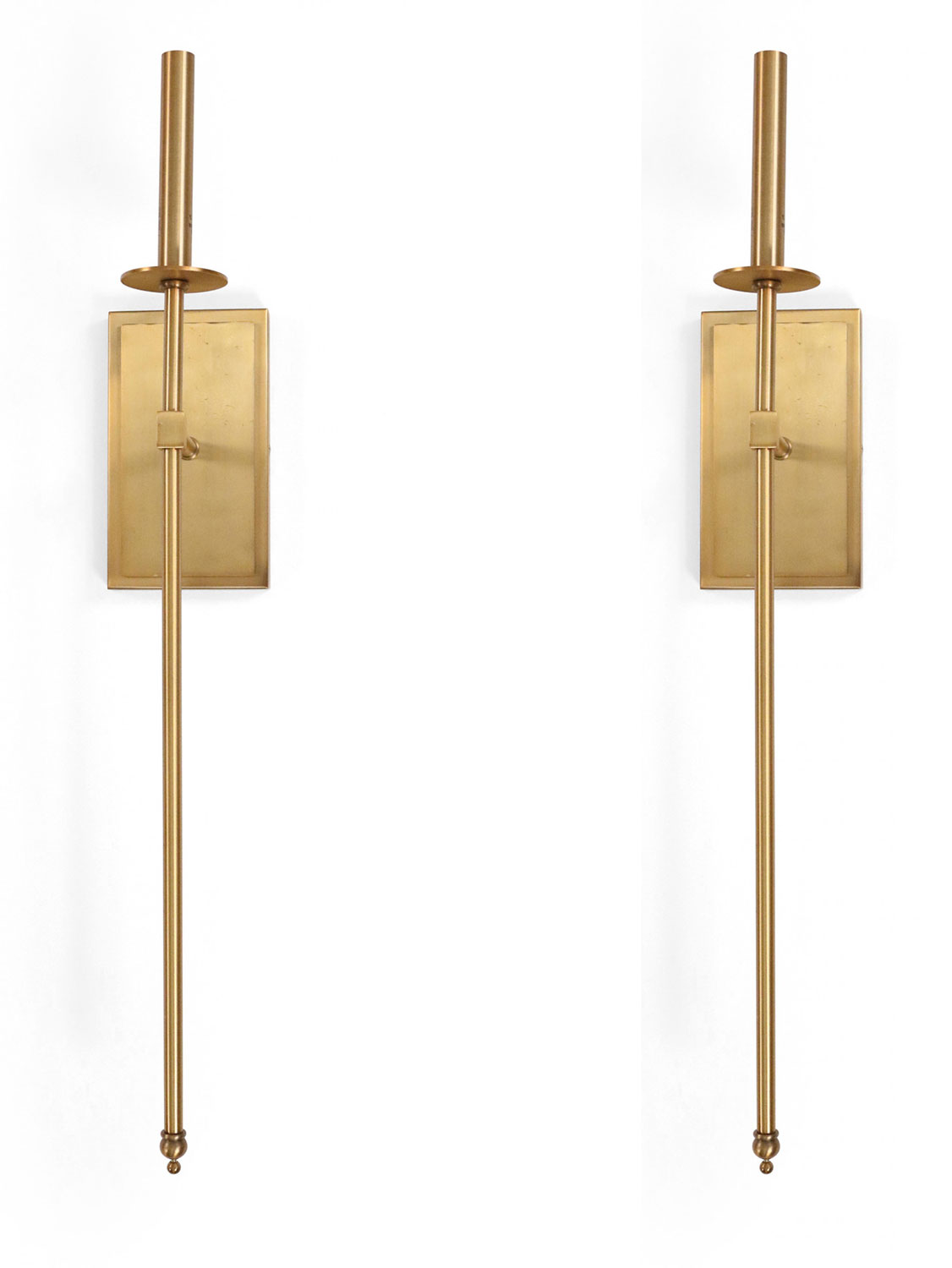 Contemporary gilt metal long wall sconces