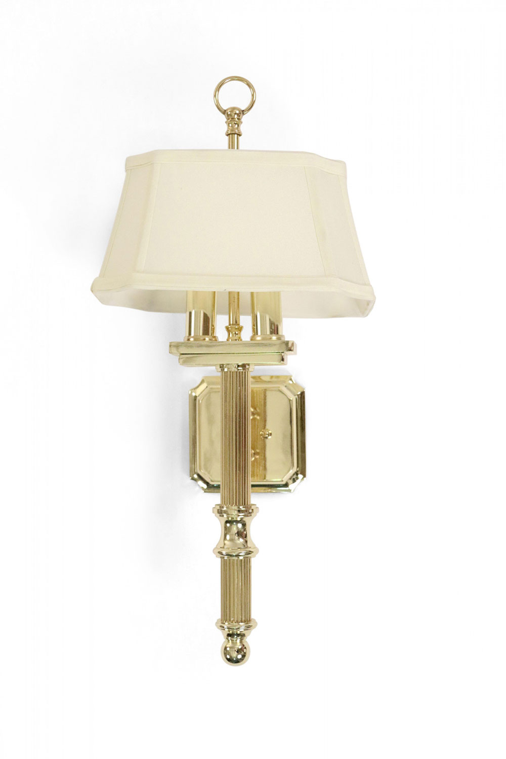 Contemporary gilt metal fabric shaded wall sconce