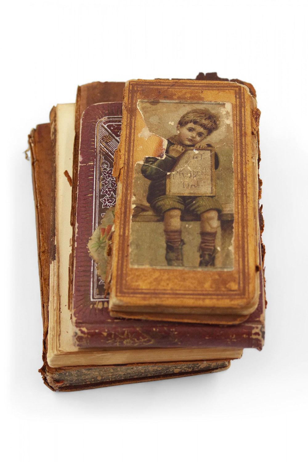 Set of 4 various Antique Leather Bound Books and Diaries