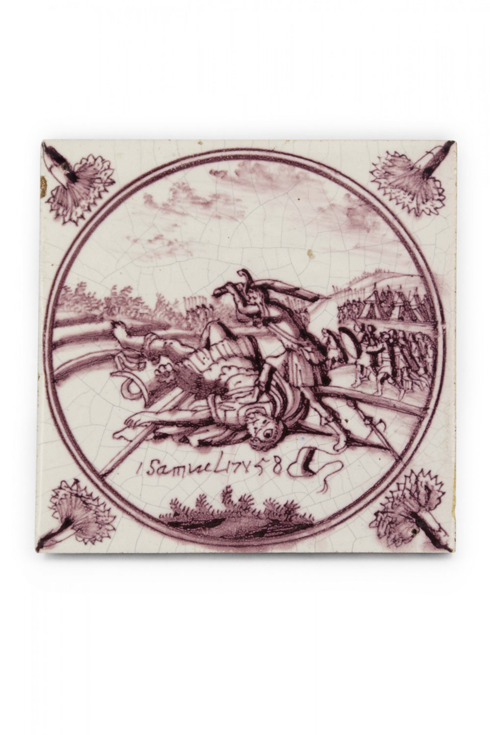 French Victorian Decorative Biblical Scene Porcelain Tile