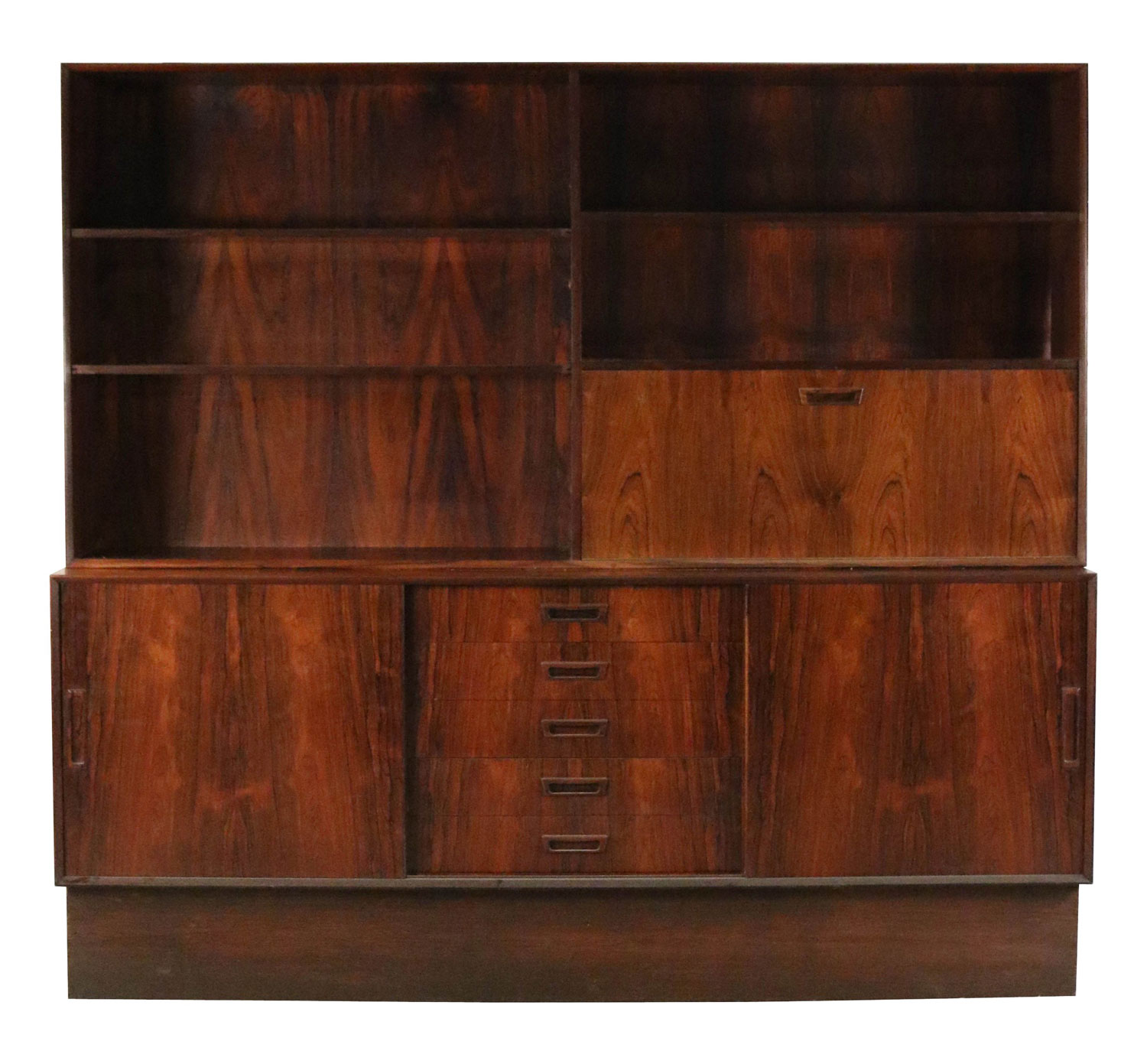 Mid Century Danish Walnut Multi Compartment Cabinet Sideboard