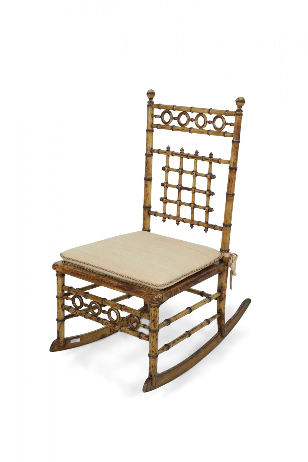 Faux Bamboo Small Cane Seat Rocking Chair