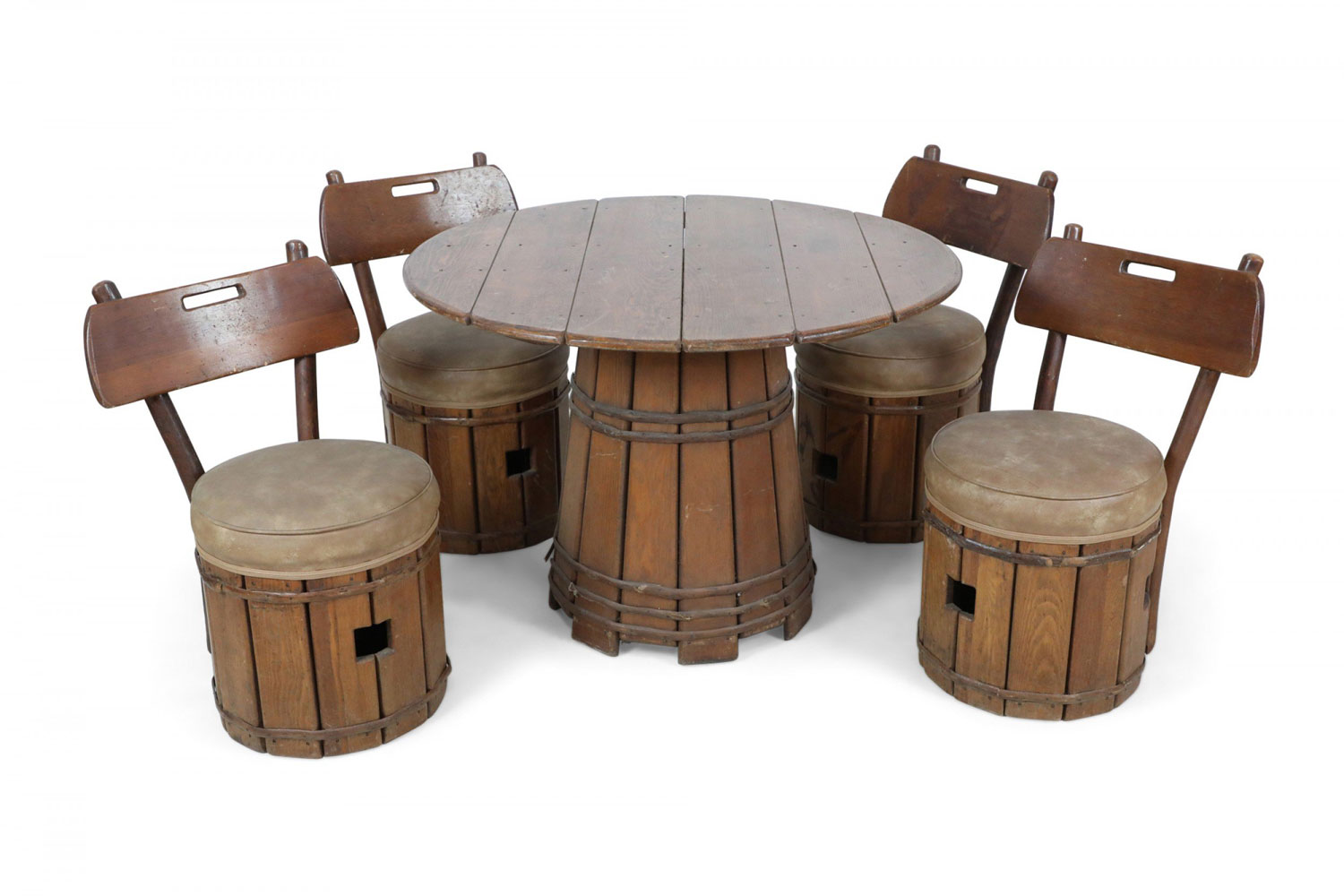 American rustic old hickory 5 piece pub set table and chairs