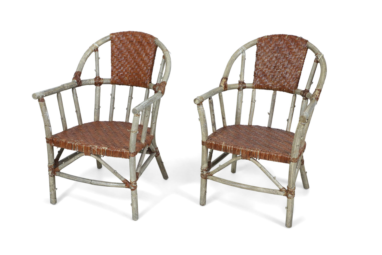 27 american wicker and birch armchairs
