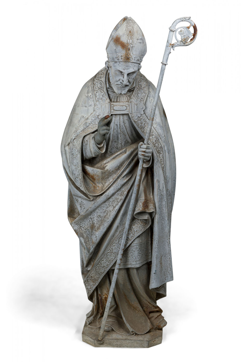 Cast iron outdoor figure of a holy man statue