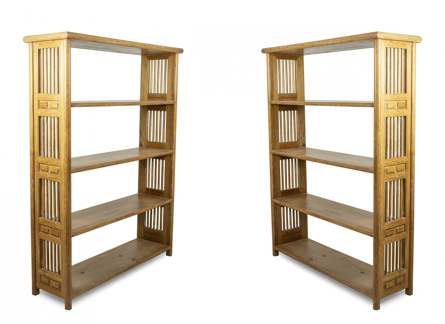 Pair of mid century austrian style cerused oak open bookcases