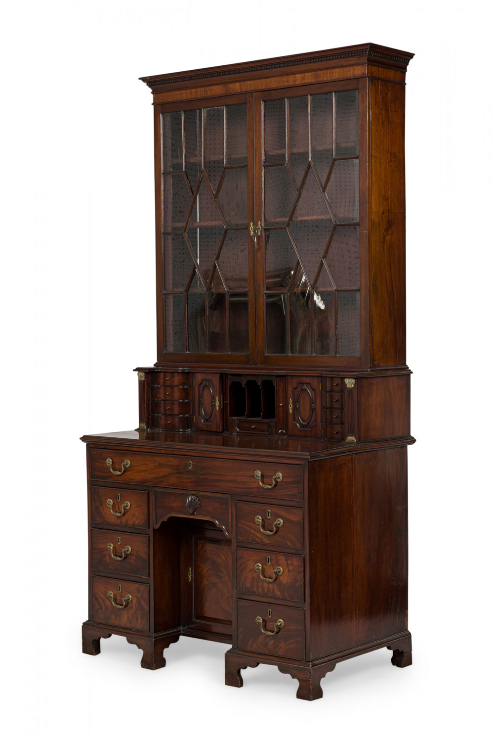 English mahogany kneehole secretary bookcase