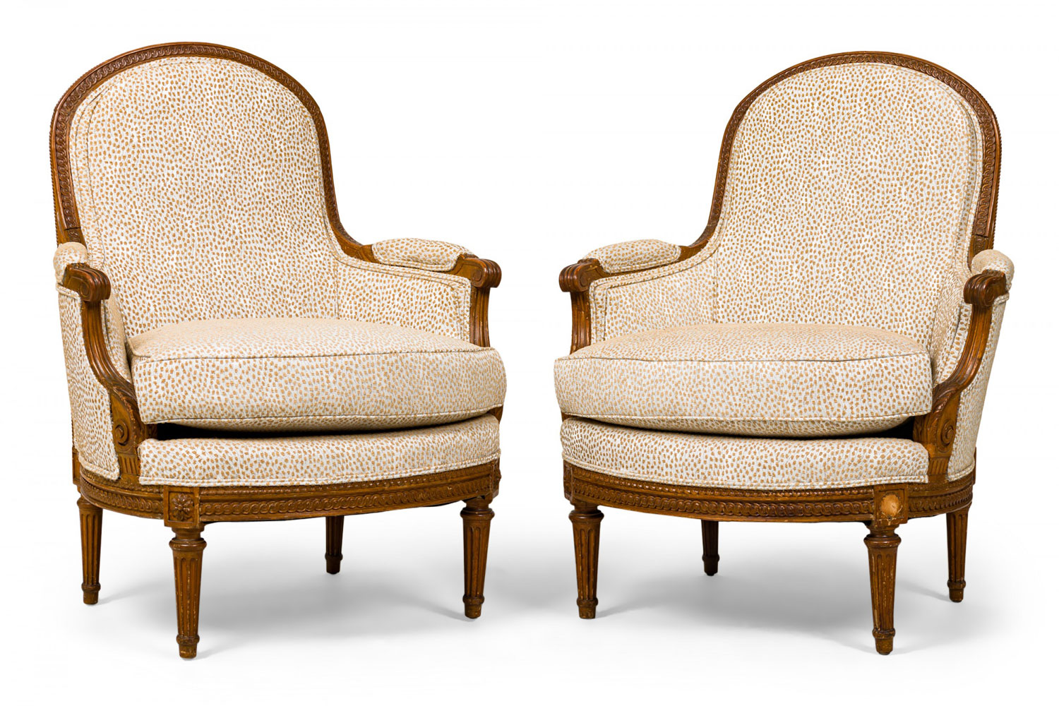 Pair of french louis xvi beechwood bergeres
