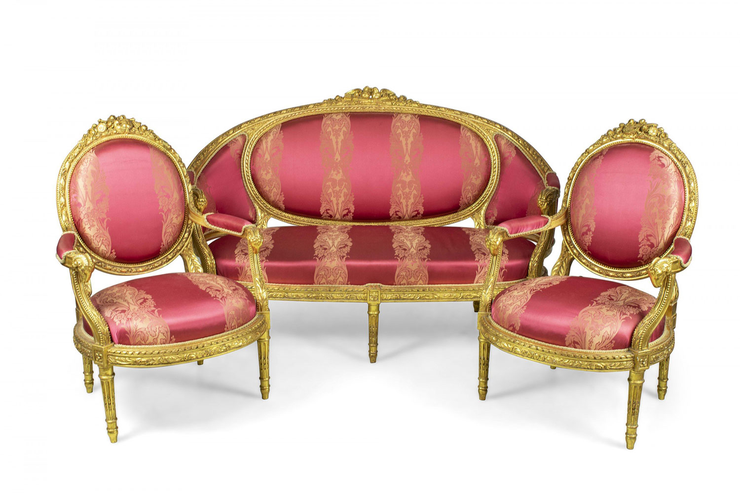 Seating salon set living room sectional french louis xvi gilt giltwood 062873