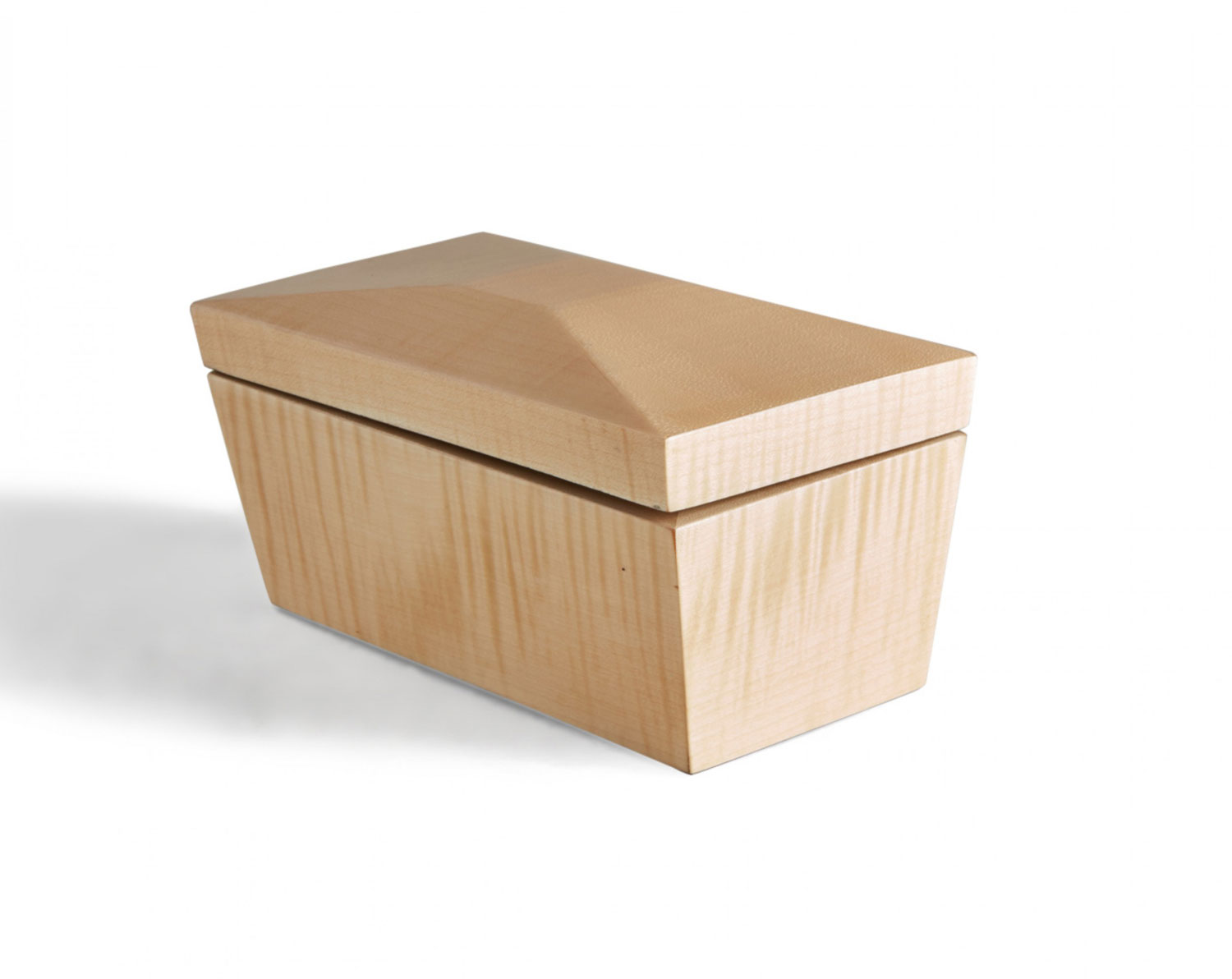 Contemporary lacquered blond maple rectangular decorative box