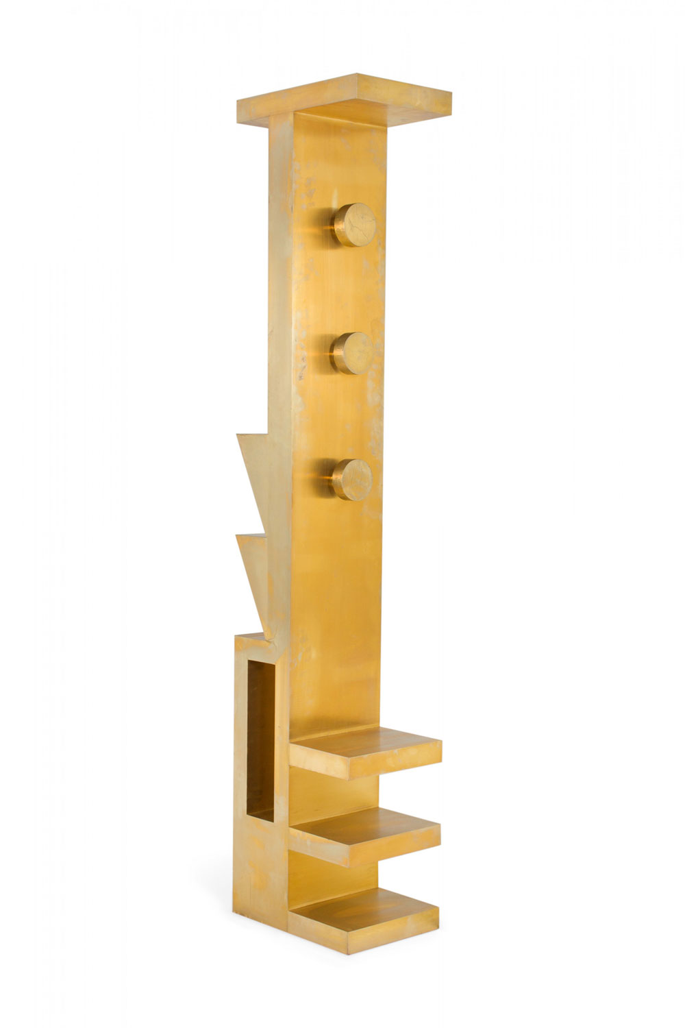 Contemporary Abstract Form Gilt Etagere Shelf