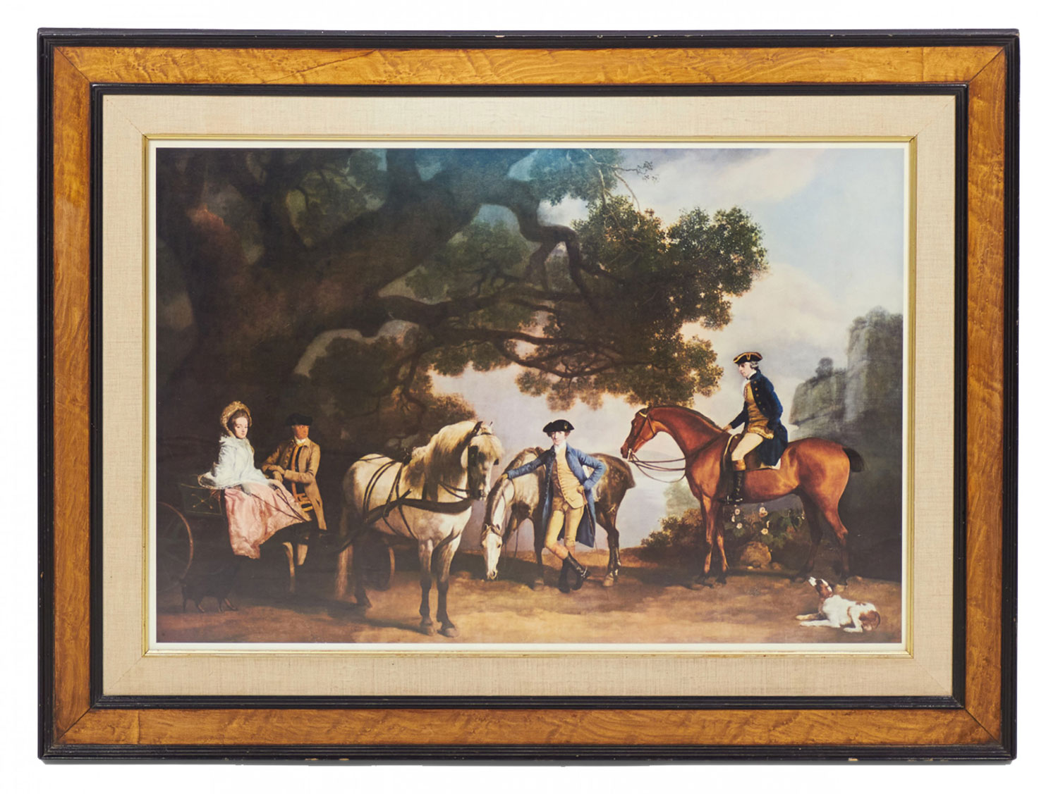Framed English Victorian Painting of a Horse Ride Through the Countryside