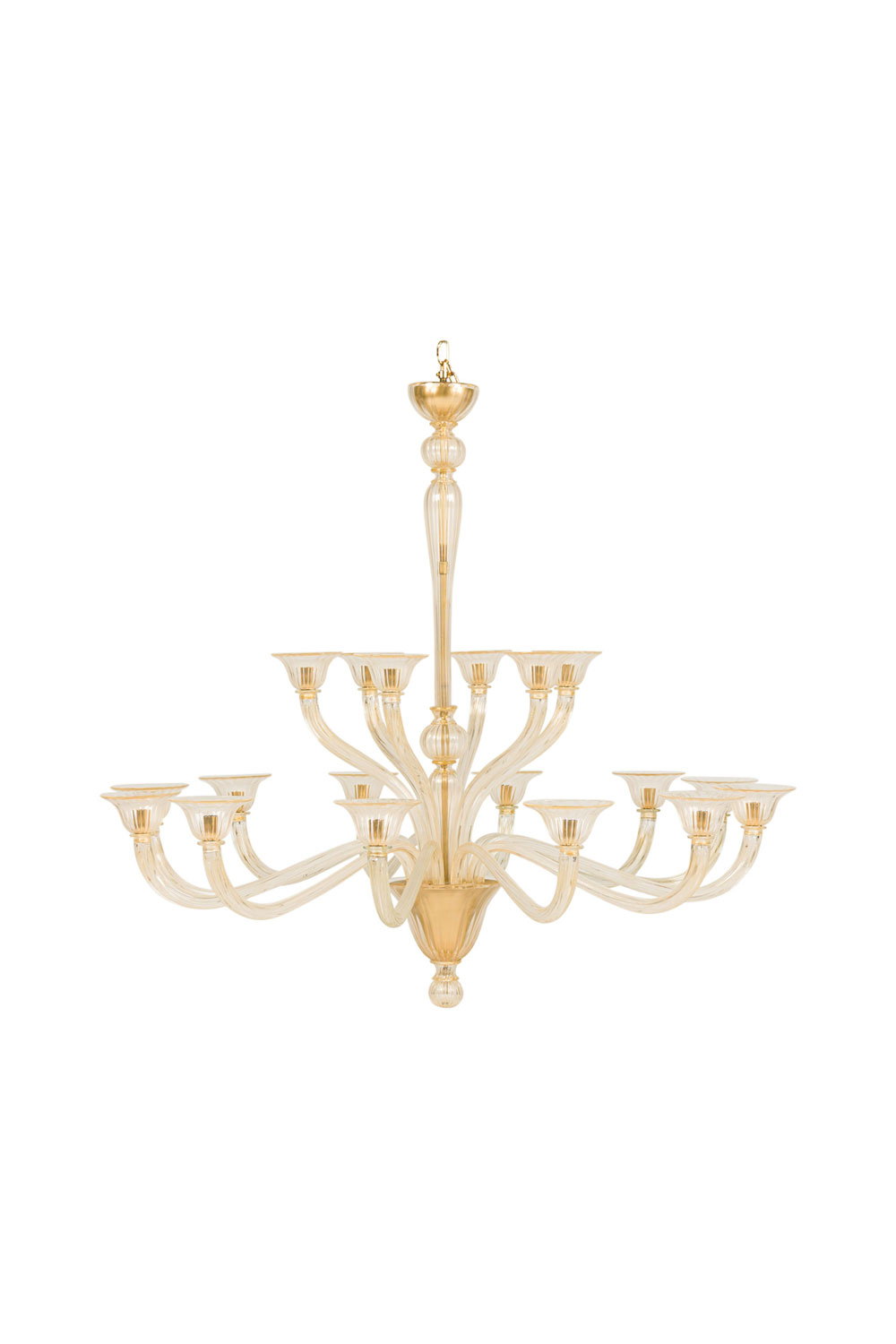 Venetian 18 arm murano sommerso gold glass chandelier