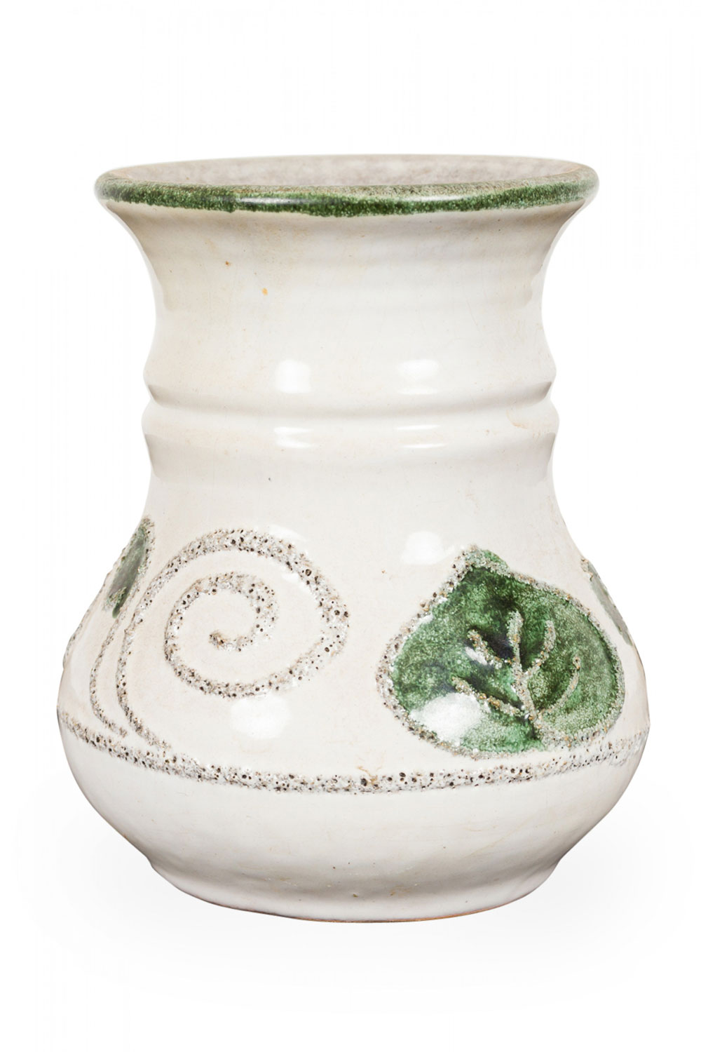 Strehla Keramik East German Leaf and Vine Design on White Glaze Ceramic Vase